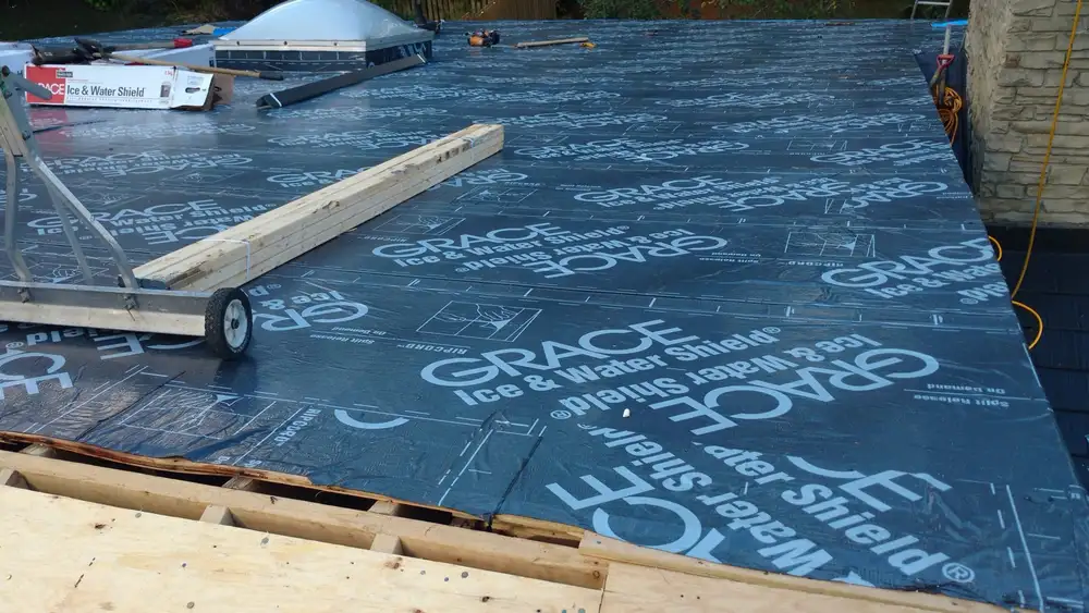 Ice and water protector membrane installed on a cathedral roof